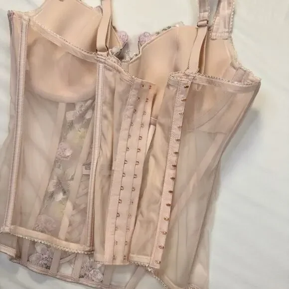 Victoria’s Secret Floral Embroidered Corset Bustier XL Coquette Festival Bridal - Picture 9 of 14